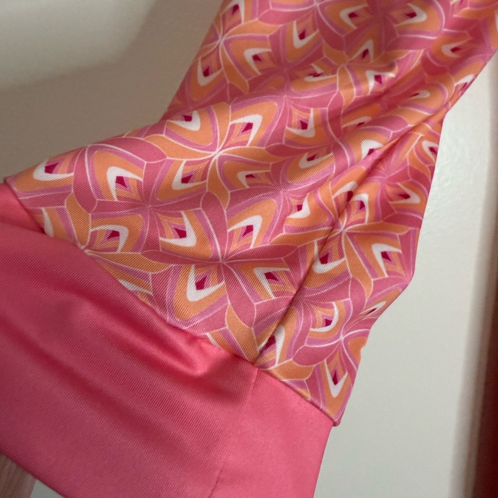 Cabana Life Pink Patterned Tunic Dress/swim coverup  with Solid Trim size large - Picture 4 of 14